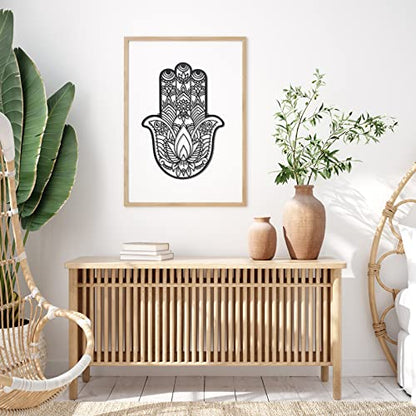 Lounsweer Hamsa Hand Wall Decor Geometric Meditation Decor Sacred Geometric Walling Boho Spiritual Art for Bedroom Yoga Room Minimalist Aesthetic Ornament Ideal Housewarming Gift
