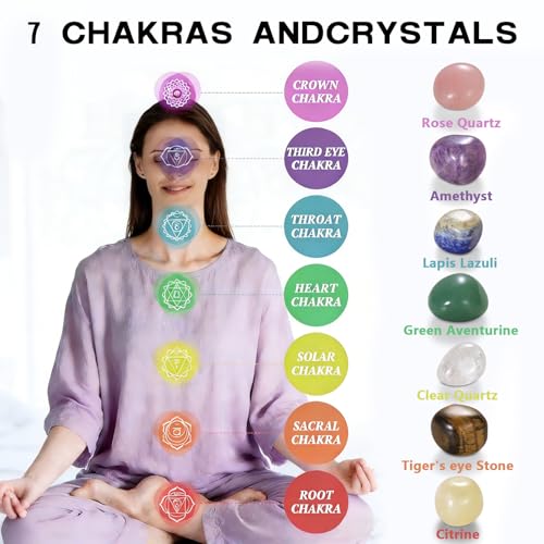 18 Pcs Singing Bowl Cushion Set for 6-12" Tibetan Singing Bowls, 7 Rainbow Silk Round Cushion, WoodMallet,128Hz Tuning Fork Kit, 7 Chakra Stones - for Meditation Sound Healing and Crystal Sound Bowls