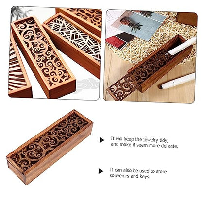 Decorative Wooden Storage Box Lid Rustic Hollow Design for Jewelry Keepsakes and Souvenirs Compact and Lightweight Wooden Box for Home Decor and Organization