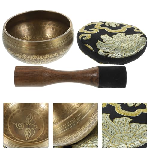 BESPORTBLE Yoga Meditation Bowl Hand-hammered for Mindfulness and Peace of Mind Handmade Singing Bowl Set for Yoga Vipassana and Spiritual Relaxation Gift for Men and Women