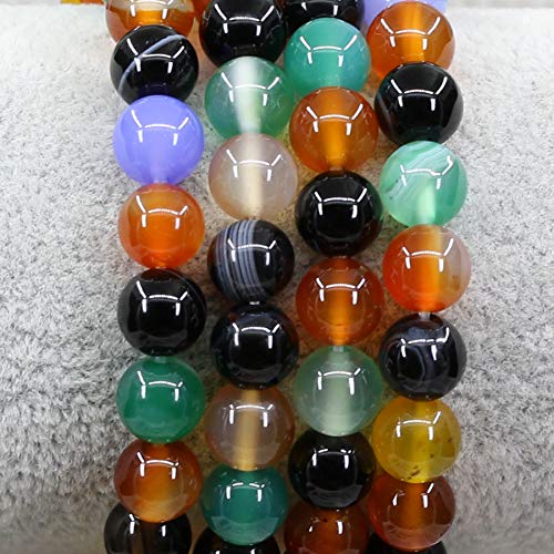 Keleny Gem Semi Precious Gemstones 8mm Natural Stone Round Beads Crystal Stretch Bracelets 7 Inch Unisex - color: 8mm Dyed Multicolor Agate