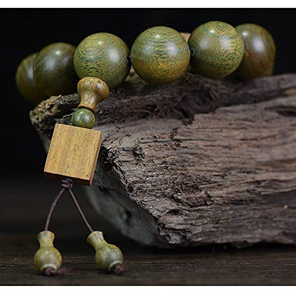 JAJAFOOK 15/18/20/25mm Natural Fragrant Green Sandalwood Mala Meditation Beads Wtist Bracelet - Tibetan Buddhism Prayer Beads - style: 25mm*10beads