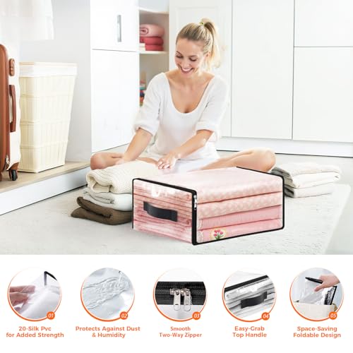 SpaceWhisper 6 Pack Clear Storage Bags, Plastic Blanket Storage Bags with Zipper and Handle, Moving Bags for Comforter, Bedding & Clothes, Closet Organizer and Under Bed Storage (17.7x15.7x7.9 Inch) - size: 17.7 x 15.7 x 7.9 Inch