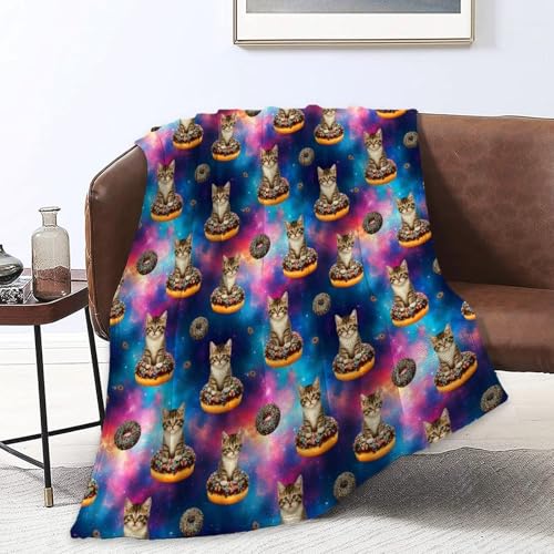 Adult Women Men Extra Soft Blankets, Space Doughnut Donut Cats Warm Throw Blanket Large Throw Wearable Cuddle, Camping Blanket - color: Pattern 12, size: 50x60inch-teens