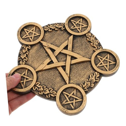 Alipis Pentacle Star Candleholder Creative Decorative Candle Base for Religious Rituals and Altar Decor Copper Finish Sacrifice Prop for Mysterious Atmosphere and Lasting Use