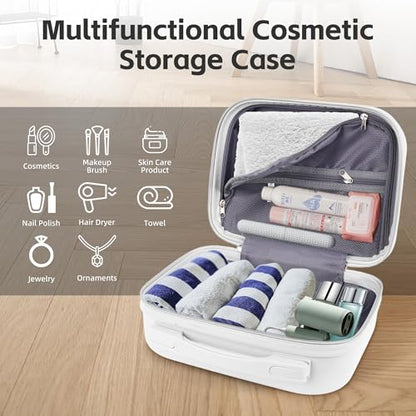 White Portable Makeup Case 14inch Cosmetic Case Travel Toiletry Hand Luggage Carrying Case - color: WHITE