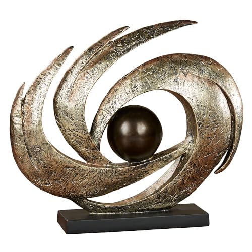 Touch of Class Contemporary Earths Motion - Aged Gold - Table Sculpture Art Decor - Modern Abstract Aesthetic, Swirling Design, Orb Center - Made of Resin, 12 Inches High, 15 Inches Wide - color: Aged Gold