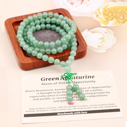 AD Beads 6mm 8mm 108 Prayer Mala Jasper Elastic Bracelet - Handmade Yoga Meditation Healing Power Energy Gifts for Unisex Adult.