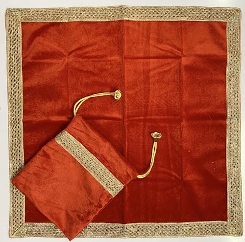 SMMS Spiritual Velvet Table Cloth Altar Tarot Spread (Red, Small- 46cm*46cm/ 18inch*18inch) - color: Red, size: Small- 46cm*46cm/ 18inch*18inch