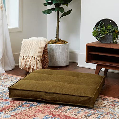 Square Tufted Floor Pillow with Removable Cover, Moss, Medium (32") - color: Moss, size: Medium (32")