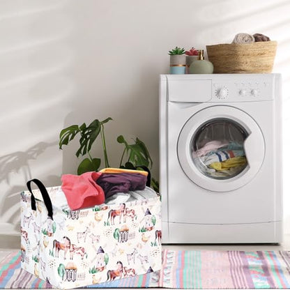 Storage Basket Home Shelf Basket Organizer Box Clothes Laundry Hamper Nursery Bin Gift Laundry Basket with Handles Rectangle Farm Pattern for Home - color: Windmill Animal