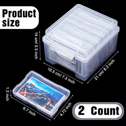 Yungyan 2 Count 4 x 6 Inch Photo Storage Boxes Craft Organizer Cases Picture 12 Inner Photo Cases Plastic Box Scrapbooking Clear Containers Storage Box for Photos Seeds Card Stamps Tasks Stickers