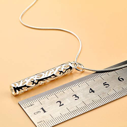 Dankadi Women's 925 Silver Necklace-Bohemian Sterling Silver Patterned Cylindrical Pendant Necklace-100% Original Silver Snake Chain 45-60CM Fine Jewelry - style: Snake chain 20 inch