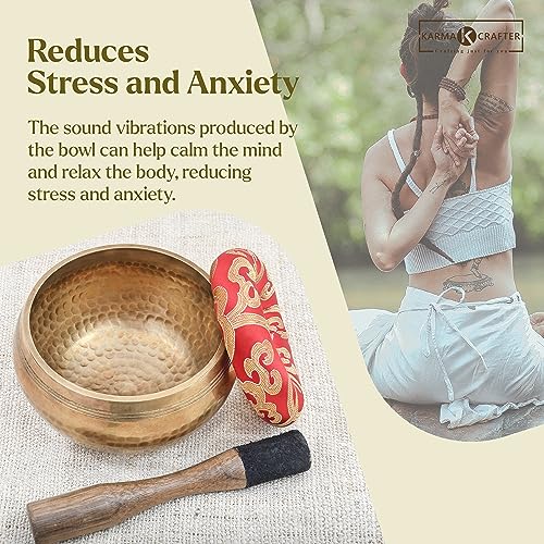 Tibetan Singing Bowl Set-Authentic Cuencos Tibetanos for Sound Healing, Meditation & Chakra Balancing - Includes Cushion, Mallet-Unique Spiritual Gifts for Women and Men (5.2 Inch Bowl) - size: 5.2 Inch Bowl