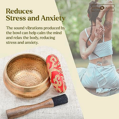 Tibetan Singing Bowl Set-Authentic Cuencos Tibetanos for Sound Healing, Meditation & Chakra Balancing - Includes Cushion, Mallet-Unique Spiritual Gifts for Women and Men (5.2 Inch Bowl) - size: 5.2 Inch Bowl
