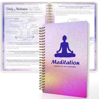 A5 Meditation Journal: Daily Reflection Notebook for Spiritual Serenity & Self-Discovery - Ideal Gift for Beginners, 100gsm Thick Paper, Twin-Wire Binding