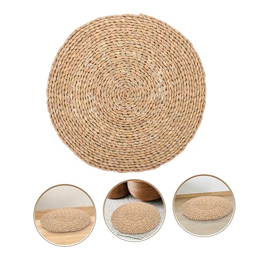 Happyyami Japanese Style Hand Woven Floor Pillow Cushion for Meditation and Yoga Decorative Meditation Pad Comfortable Seating for Home and Temple Use Dark
