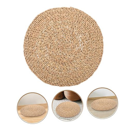Happyyami Japanese Style Hand Woven Floor Pillow Cushion for Meditation and Yoga Decorative Meditation Pad Comfortable Seating for Home and Temple Use Dark