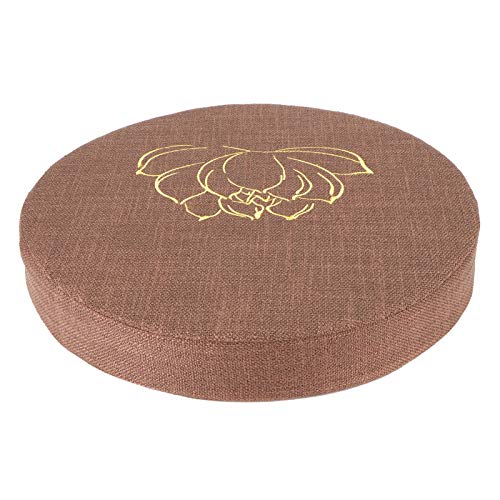 Meditation Cushion, Yoga Mat with Detachable Washable Cover, Soft Handheld Design for Zen Tea Ceremony Floor Window (40 cm in Diameter and 6 cm in Thickness) - color: Coffee-colored Embroidered Lotus Pattern