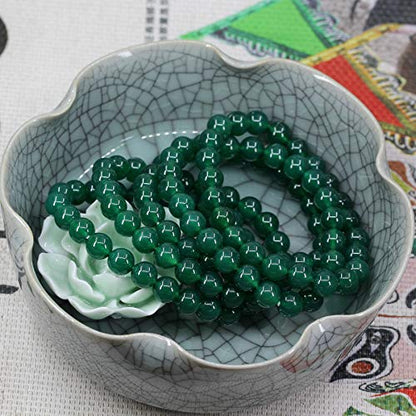 Keleny Gem Semi Precious Gemstones 8mm Natural Stone Round Beads Rock Crystal Jasper Stretch Bracelet 7 Inch Unisex - color: Dyed Green Agate