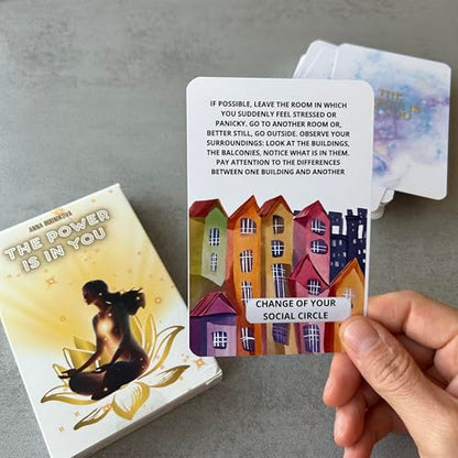 Panic Attack & Anxiety Relief Cards – 'The Power is in You' 46 - Card Deck with Grounding Exercises, Breathing Techniques & Stress Management Practices (English)