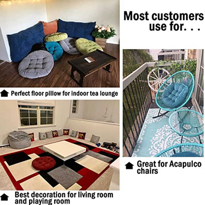 Futon Seat Cushion, Overstuffed Round Tatami Indoor Outdoor Seat Pads Chair Pad, Solid Color Footstool Cushion, not Include Chairs(18inch) (Light Green) - color: Light Green