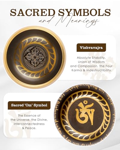 Tibetan Singing Bowls – Hand-Hammered in Nepal, Authentic Meditation Sound Bowls for Yoga, Chakra Healing, Mindfulness & Spiritual Self-Care Gifts for Women - color: Buddha-Black