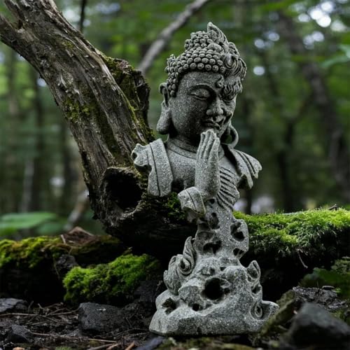 livelyfish Meditating Buddha Statue Zen Garden Statues Sandstone Thinker Buddha Sculpture Figurine for Fish Tank Aquarium Home Decorations, Gift (CS) - size: CS