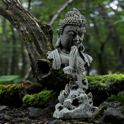 livelyfish Meditating Buddha Statue Zen Garden Statues Sandstone Thinker Buddha Sculpture Figurine for Fish Tank Aquarium Home Decorations, Gift (CS) - size: CS