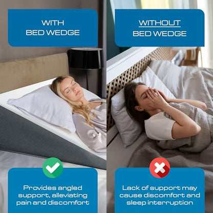 Kolbs Bed Wedge Pillow for Sleep Apnea, FSA Eligible Acid Reflux, and Back Pain Relief, with Chic Jacquard Cover - Headboard Wedges for Sleeping (Standard Wedge 12" Height) - size: Standard Wedge 12" Height