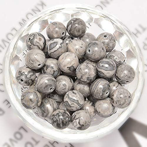 NCB 200pcs 4mm Landscape(Map Japser) Small Tiny Loose Beads for Jewelry Making Natural Semi Precious Round Smooth Gemstones Spacers Charms for Necklaces Bracelets (Landscape(Map Japser), 4mm 200Beads)