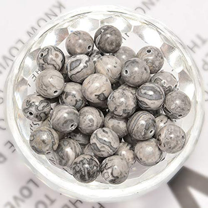 NCB 200pcs 4mm Landscape(Map Japser) Small Tiny Loose Beads for Jewelry Making Natural Semi Precious Round Smooth Gemstones Spacers Charms for Necklaces Bracelets (Landscape(Map Japser), 4mm 200Beads)