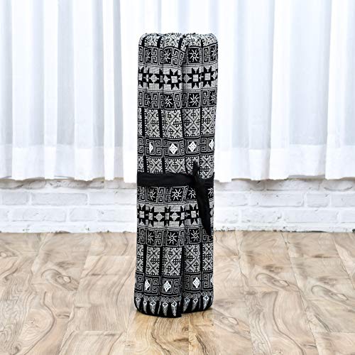 Leewadee Zabuton Seating Cushion – Square Floor Seat for Meditation Exercises, Light Yoga Mat Filled with Kapok - color: Cbt4 - Black