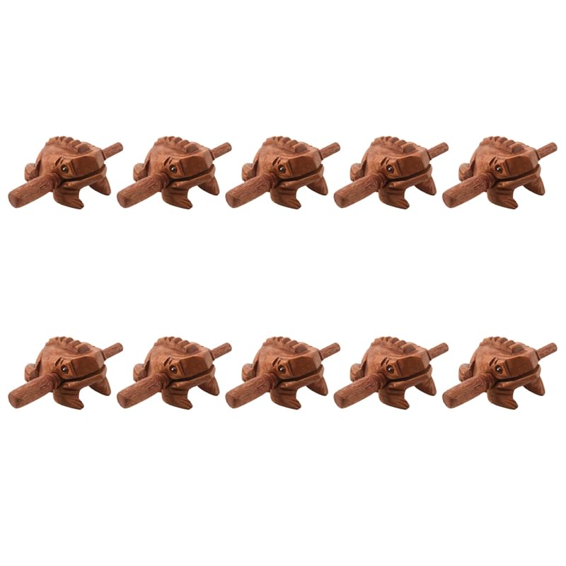Wood Frog Guiro Tone Block – Hand-Carved Wooden Percussion Instrument with Mallet – Natural Croaking Sound Effect for Musicians, Recording & Meditation – 10 Pcs Handmade Sound Wood Accessory