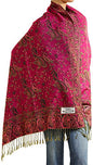 Falari Women's Reversible Paisley Pashmina Shawl Wrap Scarf For Evening Dresses Festivals Any Occasions All Seasons 80"x27" - color: Style 1 - Fuchsia