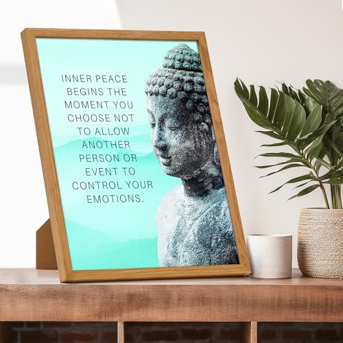 Buddha Art 11x14 FRAMED - Inspirational Meditation Spa, Yoga, Meditation Room Decor - Motivational Quotes Zen Wall Art - spiritual New Age Gifts for Women, Blue Positive Quotes, Motivation Inspiration - size: 11"L x 14"W, style: Framed