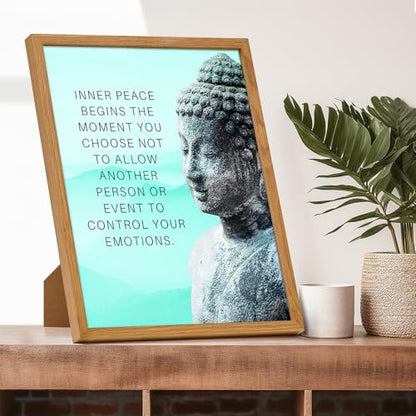 Buddha Art 11x14 FRAMED - Inspirational Meditation Spa, Yoga, Meditation Room Decor - Motivational Quotes Zen Wall Art - spiritual New Age Gifts for Women, Blue Positive Quotes, Motivation Inspiration - size: 11"L x 14"W, style: Framed