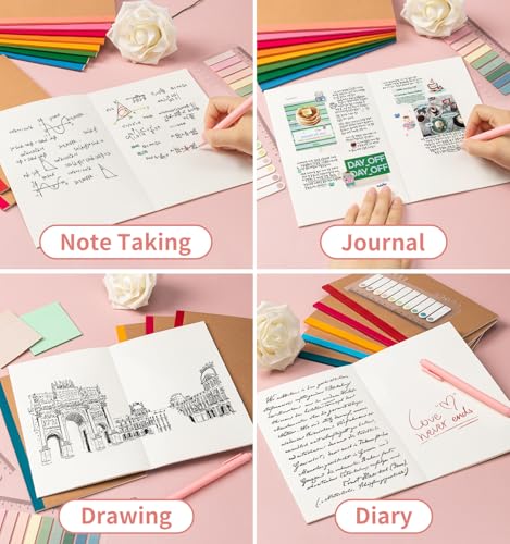 30 Pack Blank Notebook Journals Bulk, A5 Unlined Paper Composition Notebook, 8.3”x 5.5”, Kraft Cover with Rainbow Spines, 15 Colors 60 Pages for School Office Travel