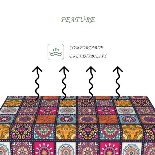 70x120 Inch Boho Mandala Rectangle Tablecloth Navajo Indian Ethnic Style Colorful Geometric Table Cloth Washable Durable Table Cover Kitchen Home Banquet Buffet Party Picnic Wedding Decor