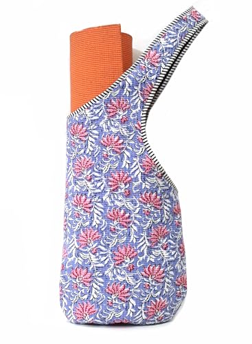 INDIAN CRAFT CASTLE Yoga Mat Bag | Tote Mat Bag | Sling Yoga Tote w/Large Side Pocket & Zipper Pocket | Yoga Mat Carrier Fits Most Size Mats - color: Purple
