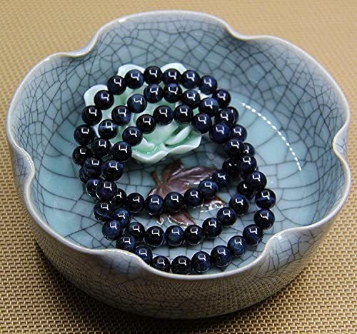 Angelstones Handmade Natural Healing Gemstone 8mm Round Beads Stretch Crystal Bracelet 7 Inch Unisex - color: Blue Tiger Eye