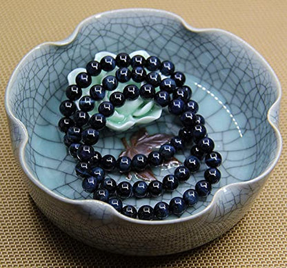 Angelstones Handmade Natural Healing Gemstone 8mm Round Beads Stretch Crystal Bracelet 7 Inch Unisex - color: Blue Tiger Eye
