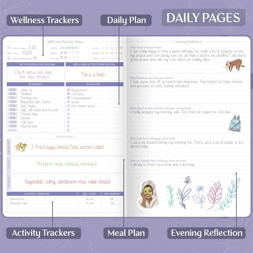 Legend Self-Care Journal – Guided Daily Reflection Notebook for Mental & Physical Health – Mood & Personal Development – 3-Month, 7x10” (Lavender) - color: Lavender - Gold Foil
