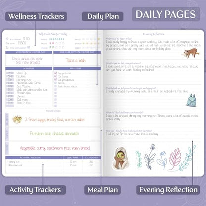 Legend Self-Care Journal – Guided Daily Reflection Notebook for Mental & Physical Health – Mood & Personal Development – 3-Month, 7x10” (Lavender) - color: Lavender - Gold Foil