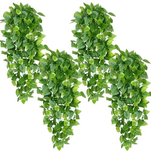 Waipfaru Fake Hanging Plants, 8pcs Artificial Hanging Plant, Faux Ivy Pothos Vines Greenery for Wall Home Bedroom Living Room Aesthetic Kitchen Office Aesthetic Kitchen Indoor Outdoor Decor - color: Epipremnum Aureum, size: 8Pcs Plants