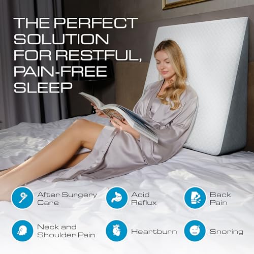 Kolbs Bed Wedge Pillow for Sleep Apnea, FSA Eligible Acid Reflux, and Back Pain Relief, with Chic Jacquard Cover - Headboard Wedges for Sleeping (Extra Wide 7.5" Height) - size: Extra Wide 7.5" Height
