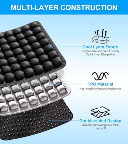 Sondur Travel Cushion, Inflatable Airplane Seat Cushion for Long Flights, 3D Air Cell Seat Cushions with Foot-operated Inflatable Accessories for Office Chair, Wheelchair, Cars, Home Living