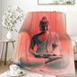 Buddha Meditation Blanket, Tranquil Red Gradient Design with Spiritual Aesthetic, Lightweight Throw for Living Room Bedroom Yoga, Zen Home Decor, Soft Blanket for Adults and Teens, 50"x40"