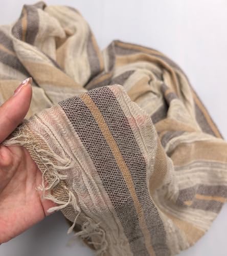 Artistic Retro Cotton And Linen Scarf, Plain Tie Dye Gradient Autumn And Winter New Soft Cotton Shawl - color: Light Khaki