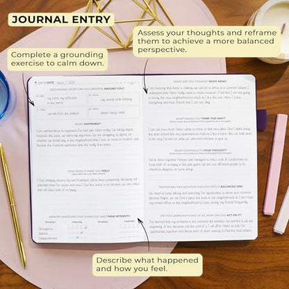 Clever Fox Mental Health & Anxiety Journal – Guided CBT Journal with Prompts for Self Help & Stress Relief – Mood & Emotion Tracker (Purple)